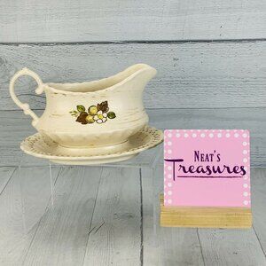 MCM Metlox Poppytrail Vernon Ware FRUIT BASKET Gravy Sauce Boat W Under Plate